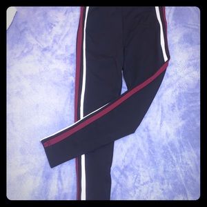 Black striped knit track pants